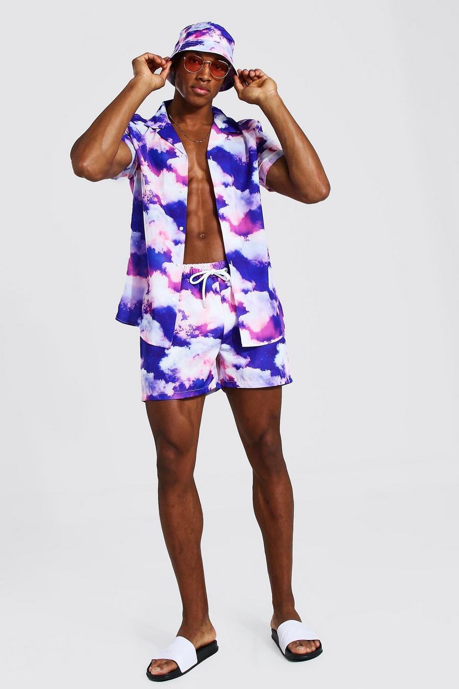 Lilac Short Sleeve Revere Cloud Shirt And Swim image number 1