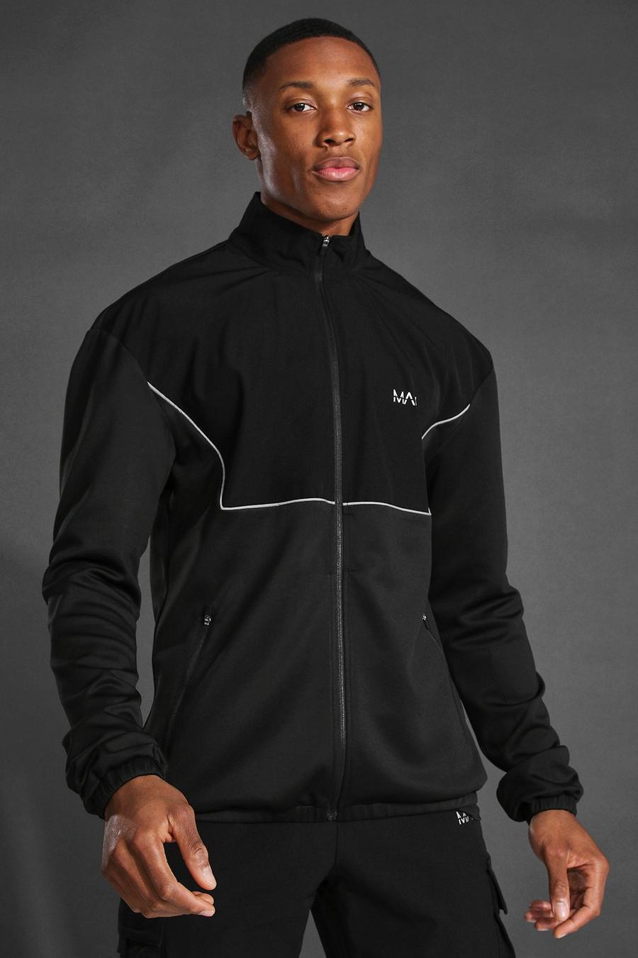 MAN Active Lauf-Jacke mit Trichterhals und Reißverschluss, Schwarz image number 1