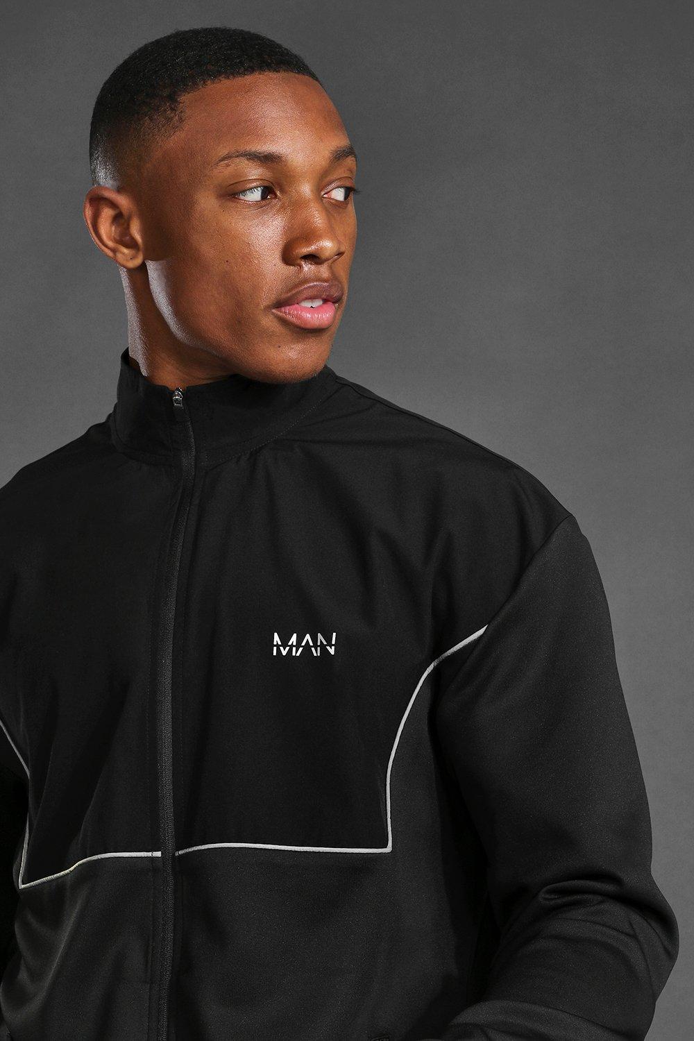 Man Active Running Funnel Neck Zip Up Jacket boohoo NZ