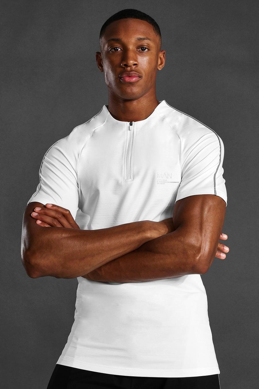 MAN Active T-Shirt mit Rundhalsausschnitt, Raglanärmeln und Reißverschluss, Weiß image number 1