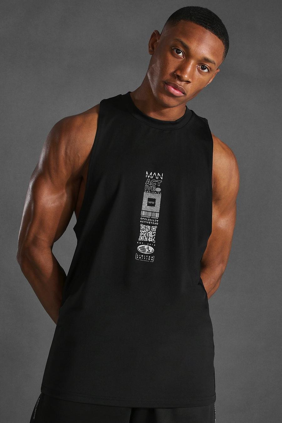 Black Man Active Graphic Racer Tank Top image number 1