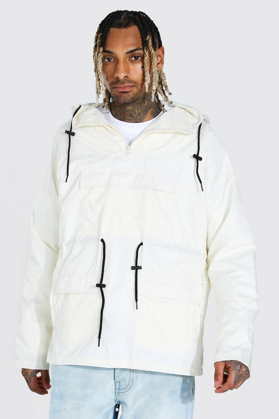 Off white Tunn parkasjacka med flera fickor image number 1