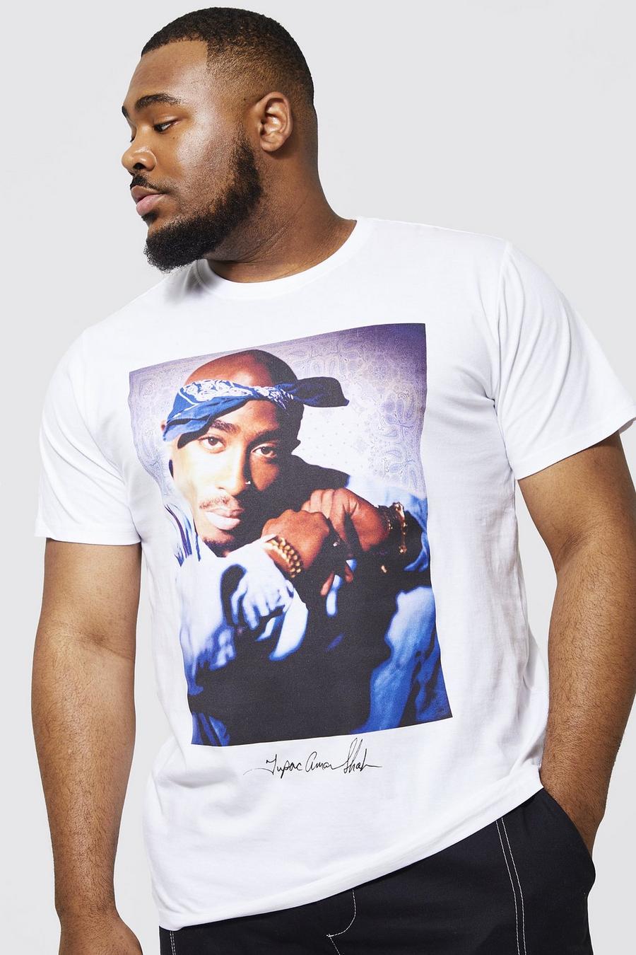 White Plus Size Tupac Bandana License T-shirt image number 1