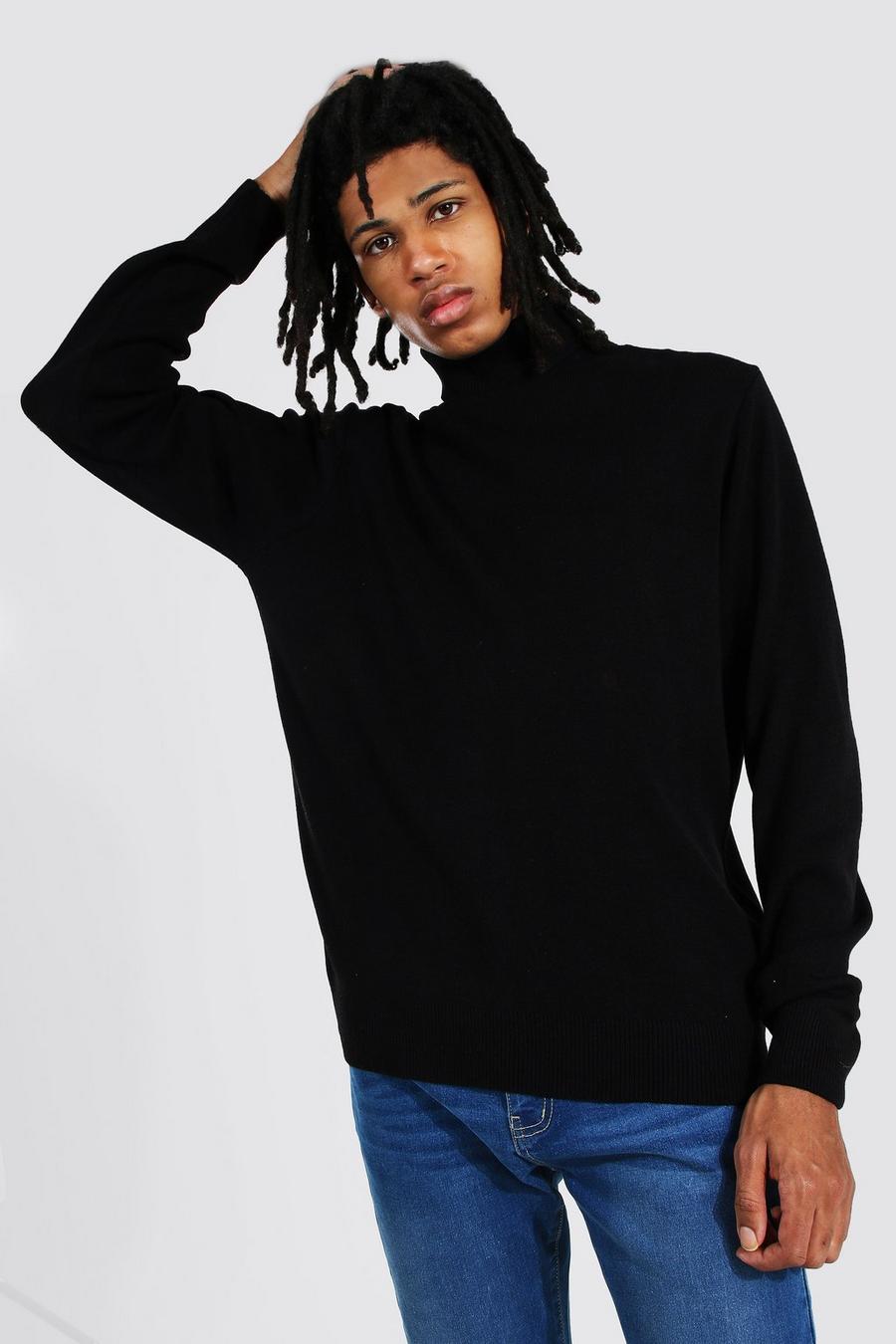 Black Tall Roll Neck Jumper image number 1