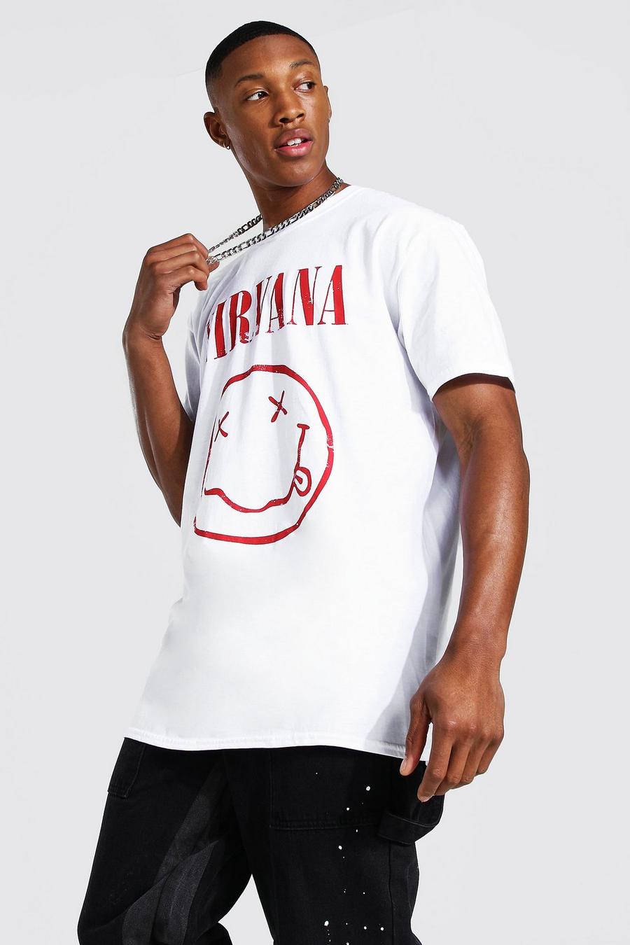 T-Shirt mit lizenziertem „Nirvana“-Print, Weiß image number 1