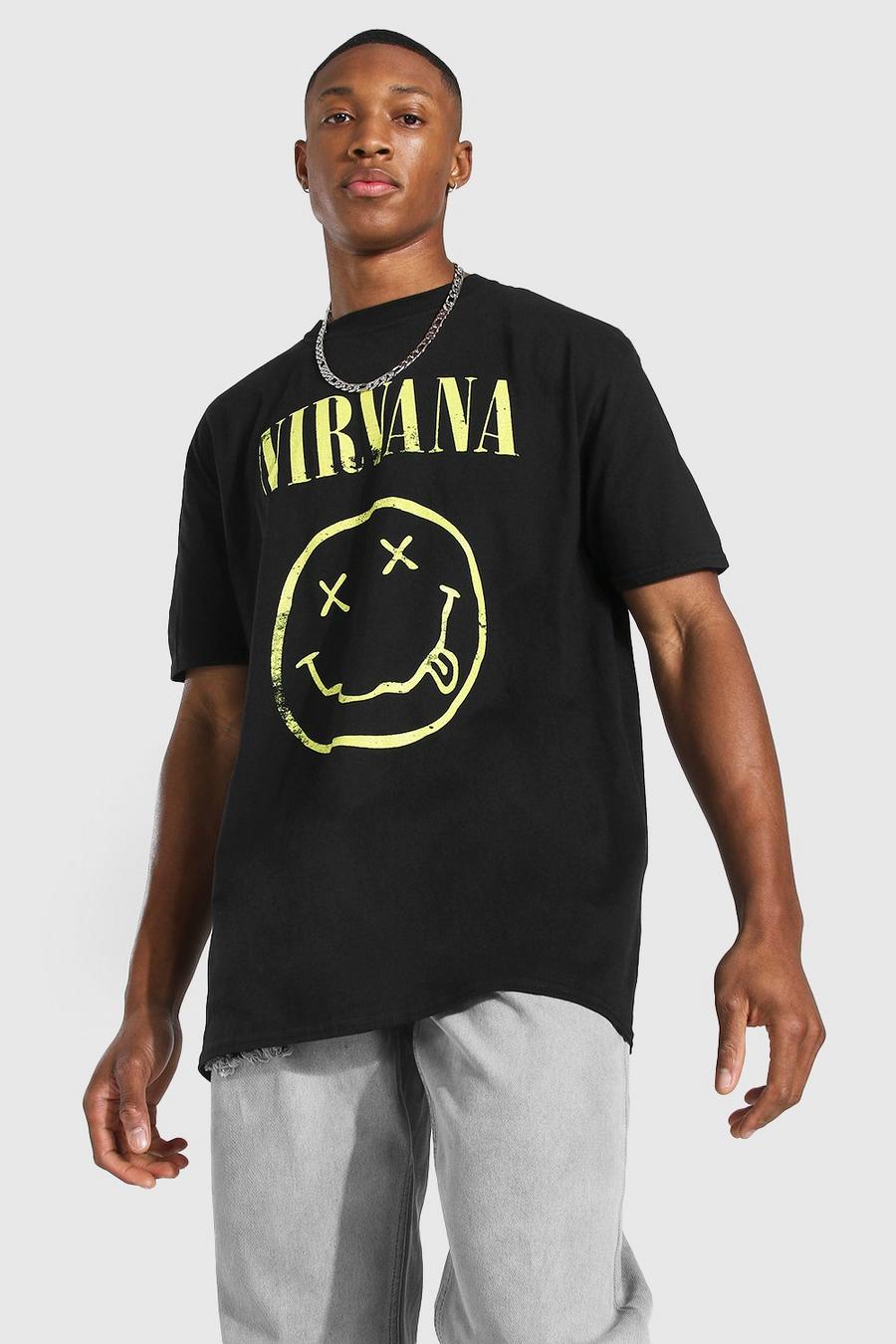 Black Oversized Gelicenseerd Nirvana T-Shirt Met Voor- En Rug Opdruk image number 1