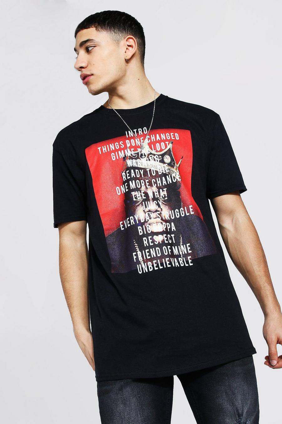 T-shirt oversize con testo ufficiale di Biggie, Nero image number 1