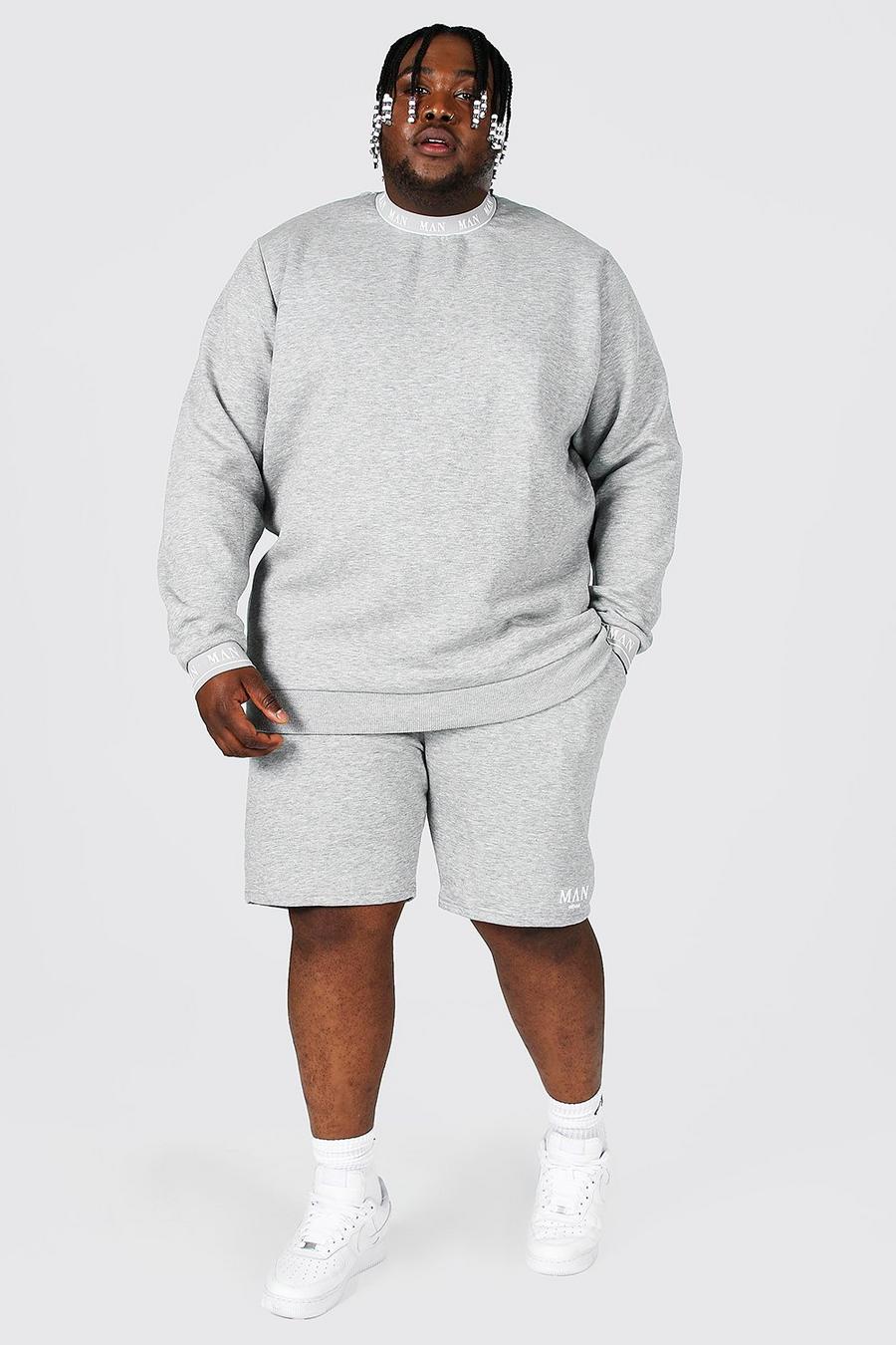 Grey marl Plus size - MAN Roman Träningsoverall med shorts och muddar image number 1