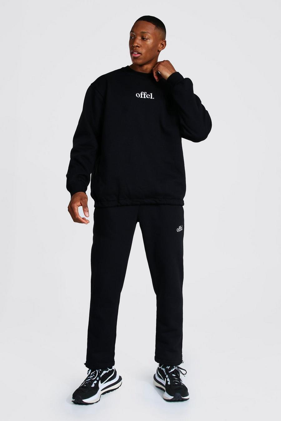 Black Oversized Offcl Extended Neck Toggle Tracksuit image number 1