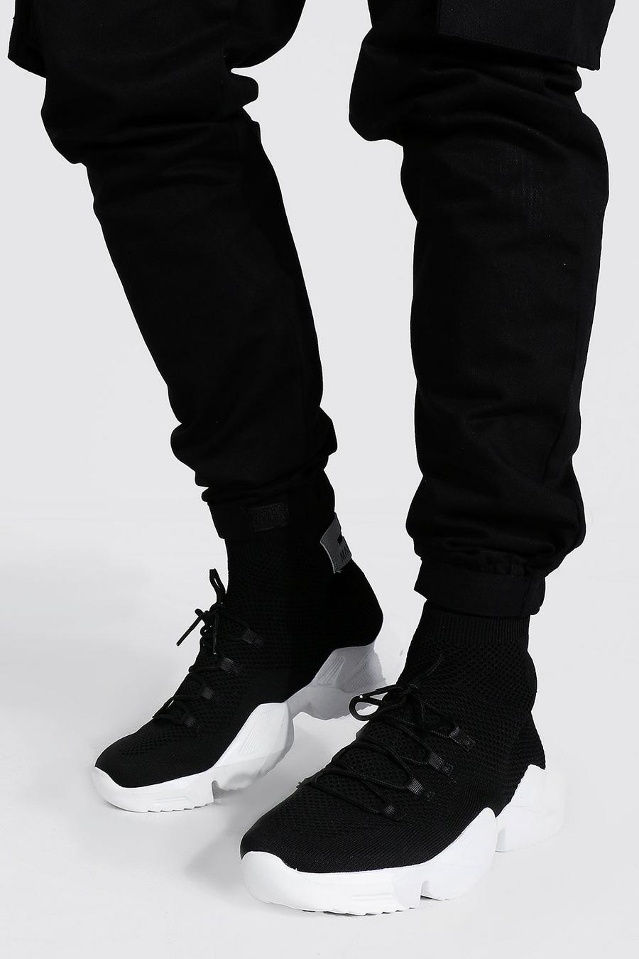 Black Heel Tab Chunky Sock Sneakers image number 1