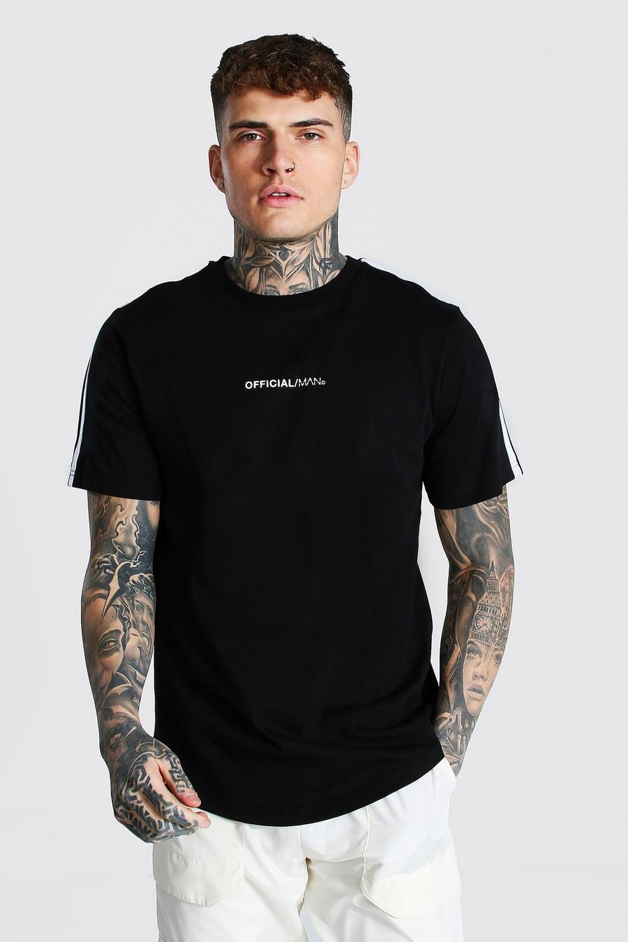 Black MAN Official T-shirt med rundad kant och kantband image number 1