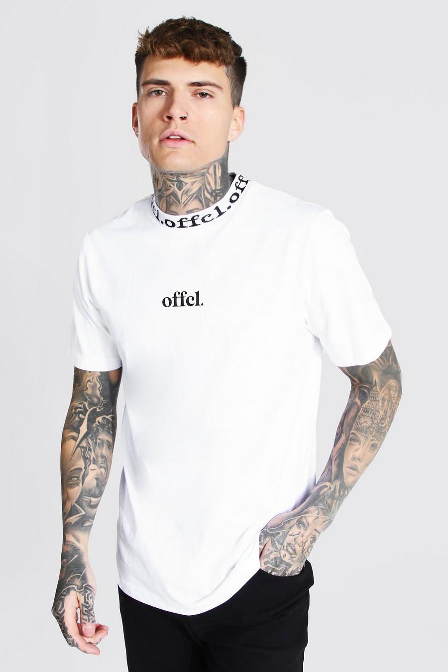 Ofcl MAN T-Shirt mit Jacquard-Ausschnitt, Weiß image number 1