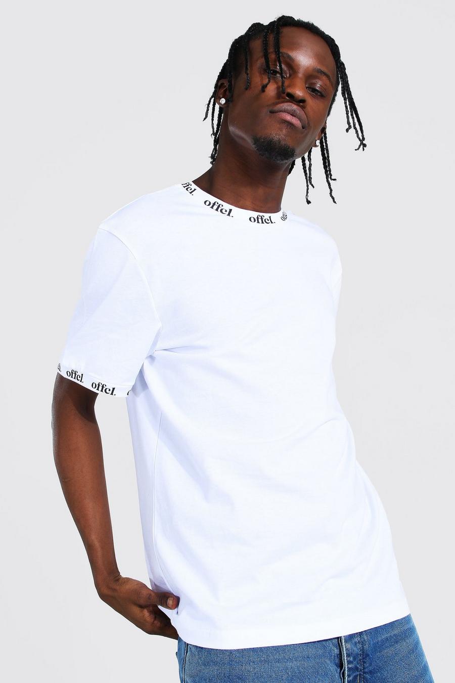 White Offcl Neck And Cuff Print T-shirt image number 1