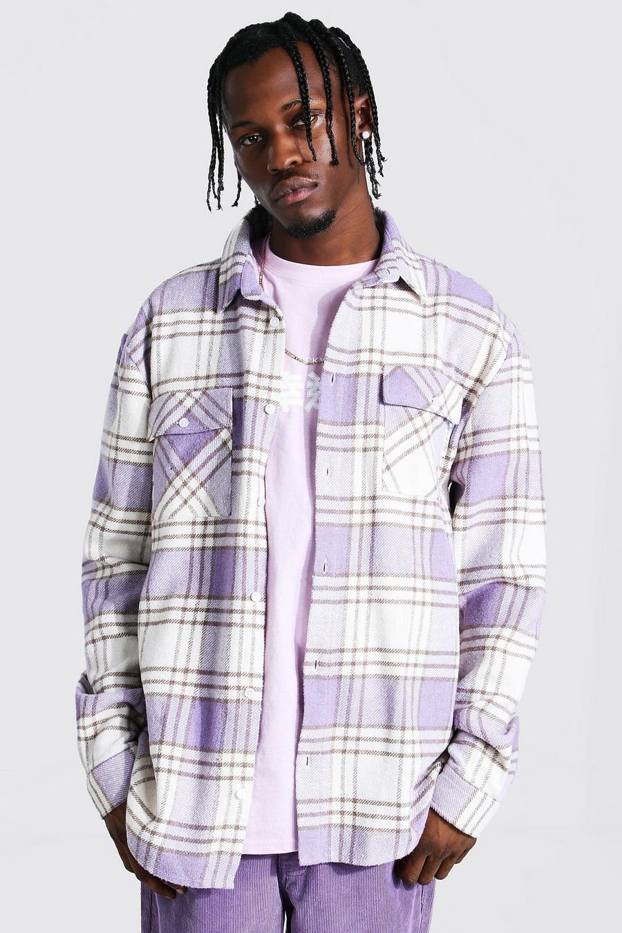 Lilac Long Sleeve Flannel Overshirt image number 1