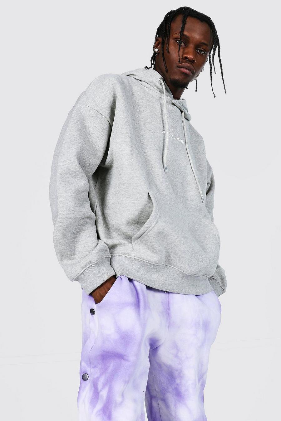 Grey marl Oversized Boxy Official Man Hoodie image number 1