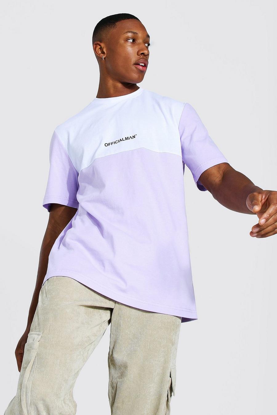 T-shirt color block - Official MAN, Pale lilac image number 1