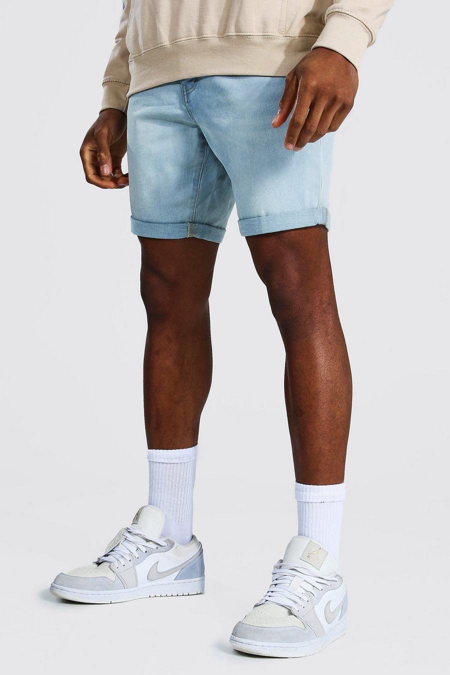 Ice blue Skinny Stretch Jean Short With Turn Up Hem image number 1