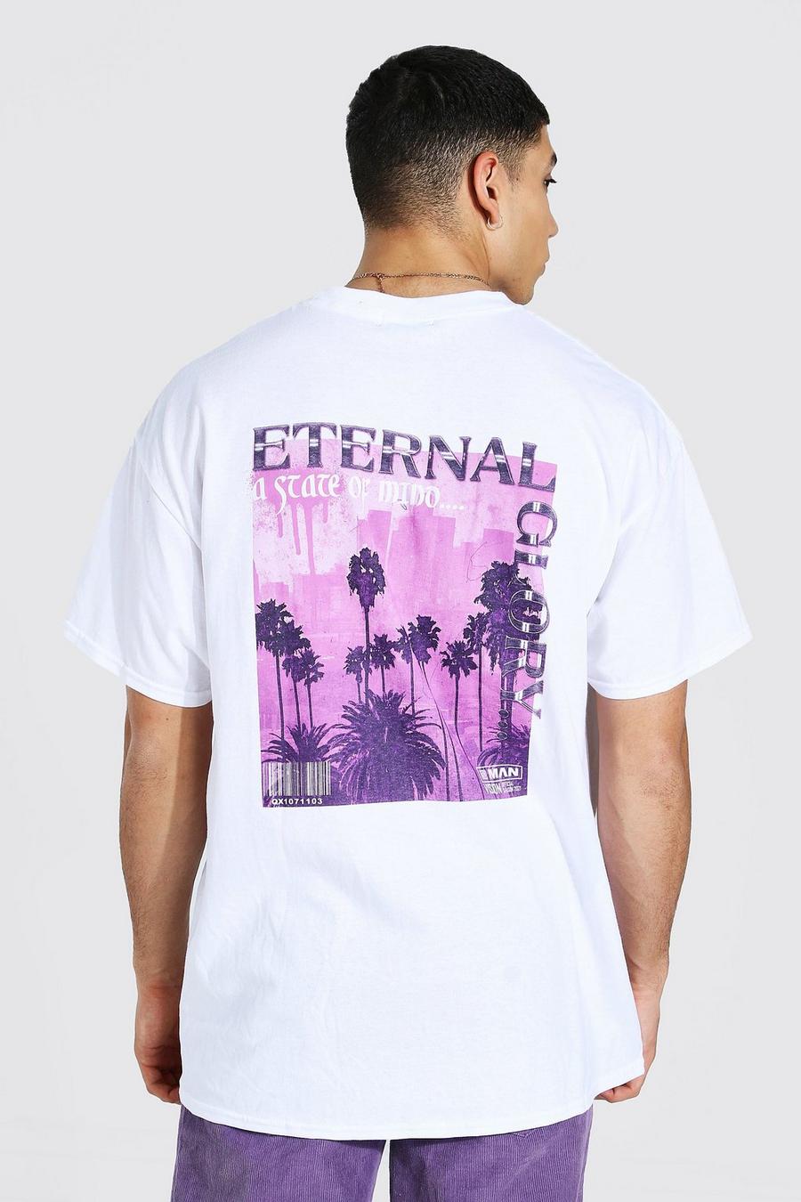 White "Eternal Glory" Oversize t-shirt med tryck bak image number 1