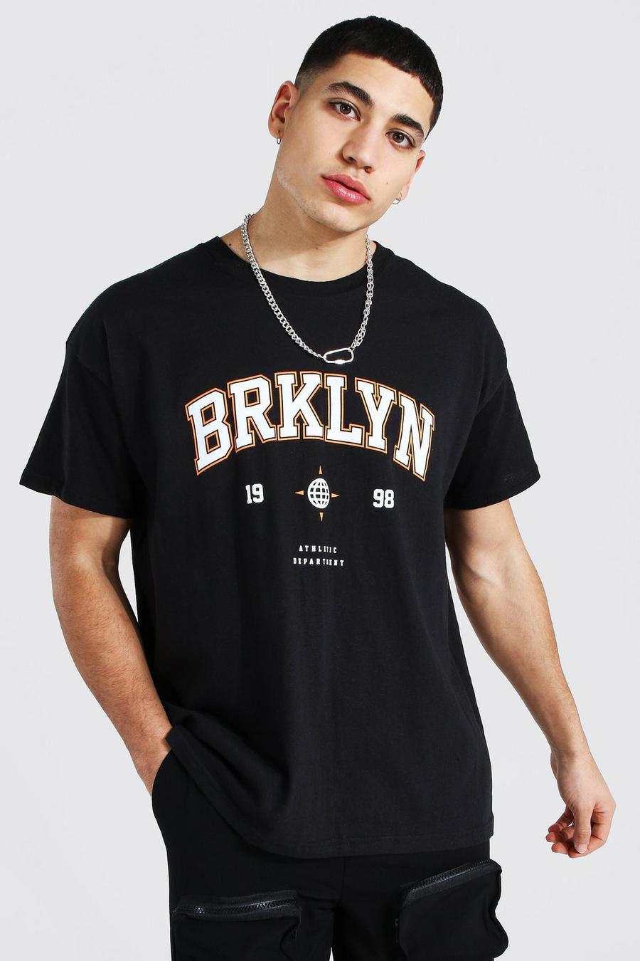 Camiseta ancha con estampado de Brooklyn, Negro image number 1