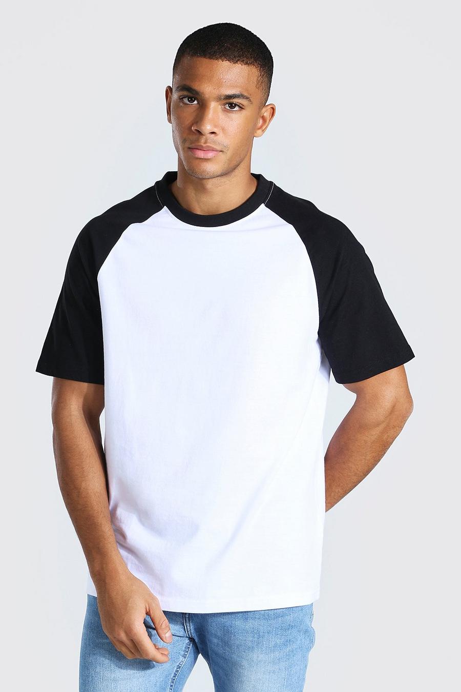 Camiseta con manga raglán en contraste, Negro image number 1