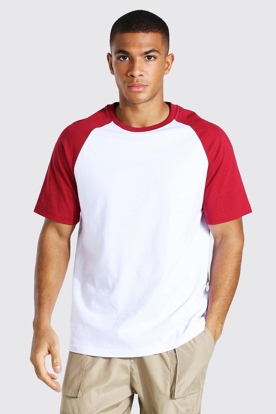 T-Shirt mit Raglanärmeln in Kontrastfarbe, Rosa image number 1