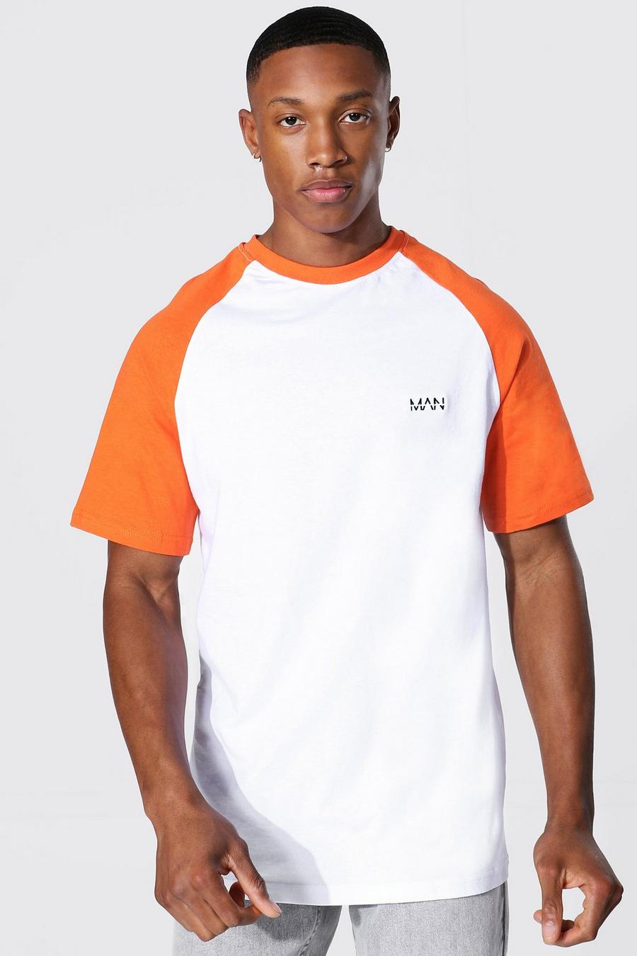 T-shirt con maniche raglan a contrasto Original MAN, Arancio image number 1