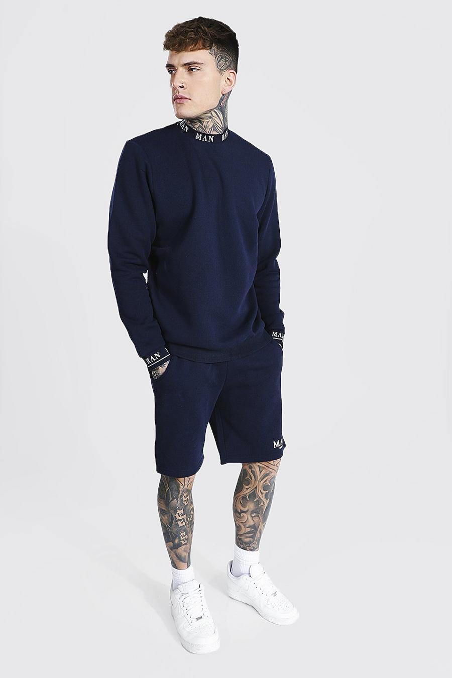 Navy Short Sweater Tracksuit With Man Rib image number 1