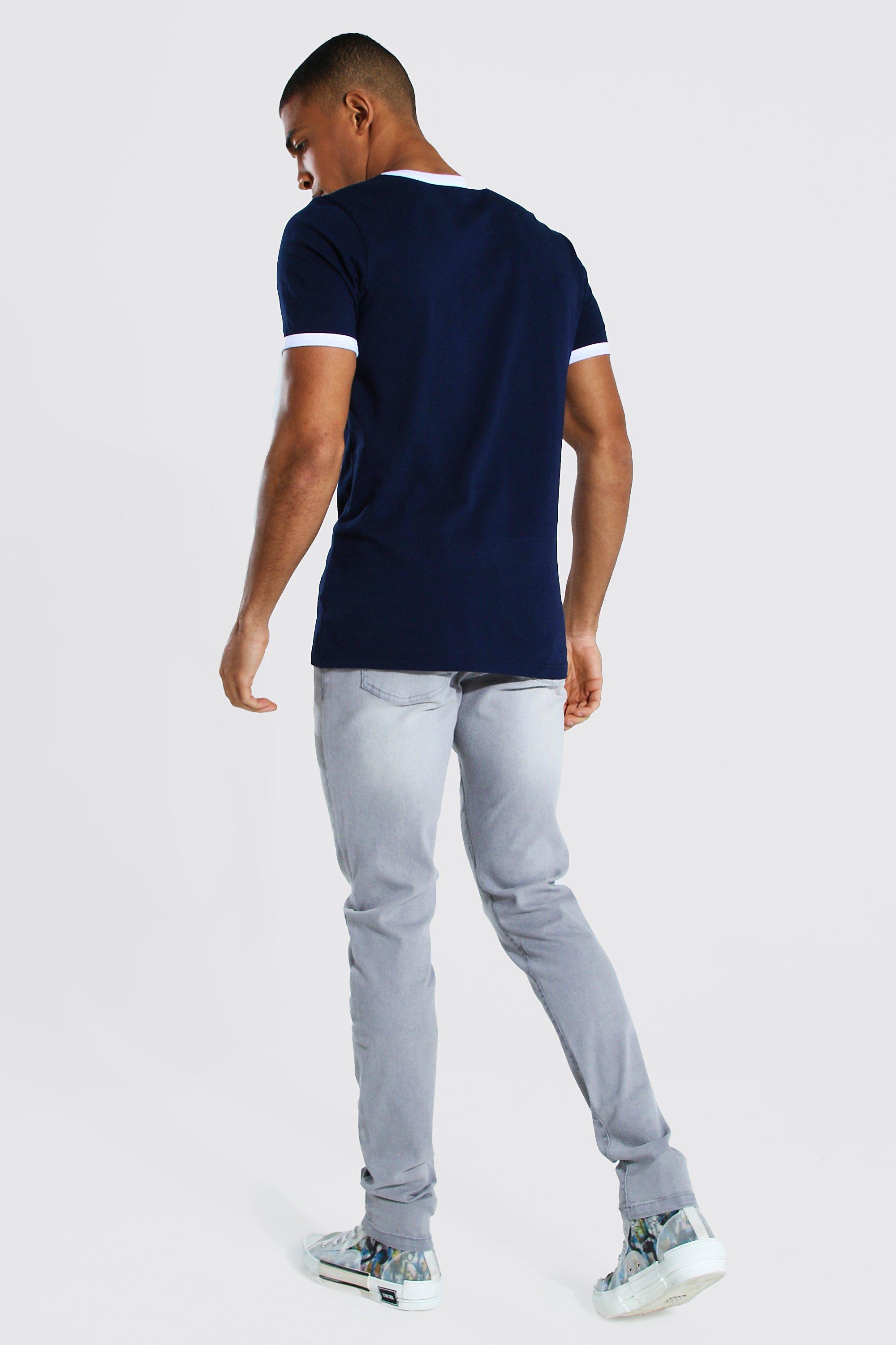 helpen Vaag Als reactie op de Original Man Strak T-Shirt Met Contrasterende Mouwen | boohoo