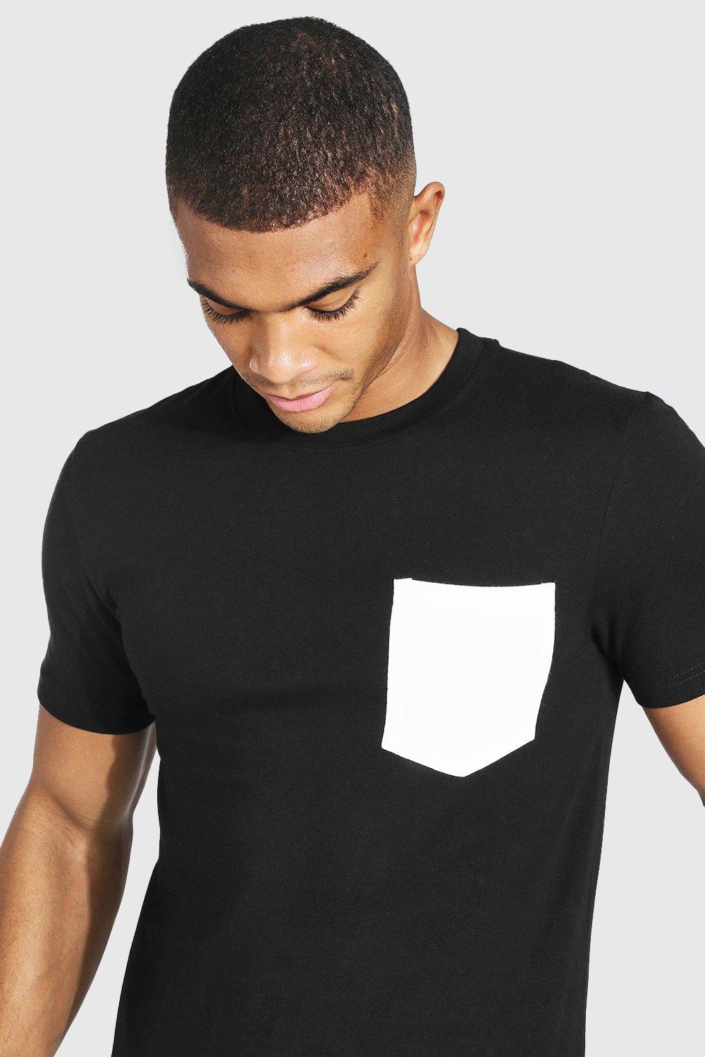 mens contrast pocket tee