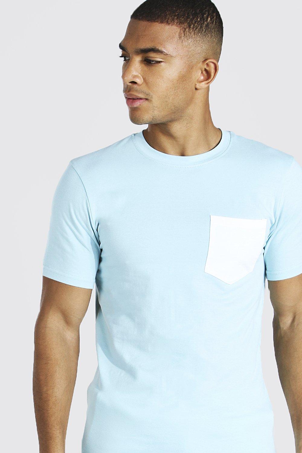 mens contrast pocket tee