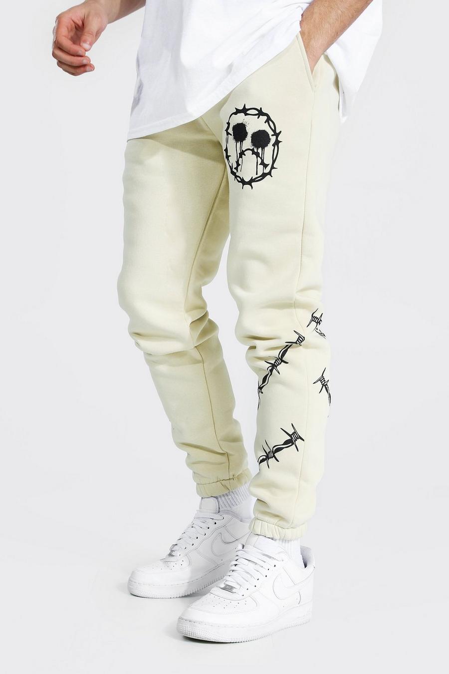 Sand Regular Barbed Wire Print Joggers image number 1