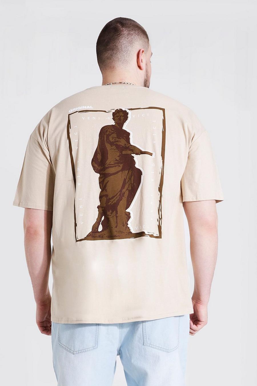 Sand Plus Size Statue Back Graphic T-Shirt image number 1