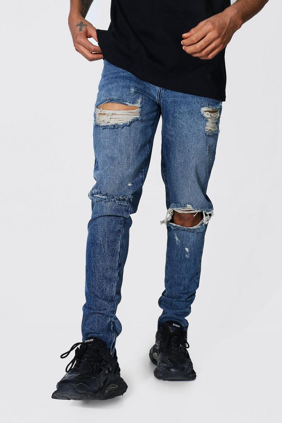 Vintage blue Slitna jeans i rigid denim image number 1