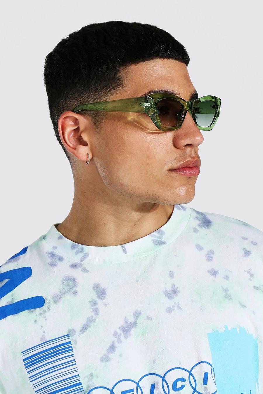 Green Angled Oval Sunglasses image number 1