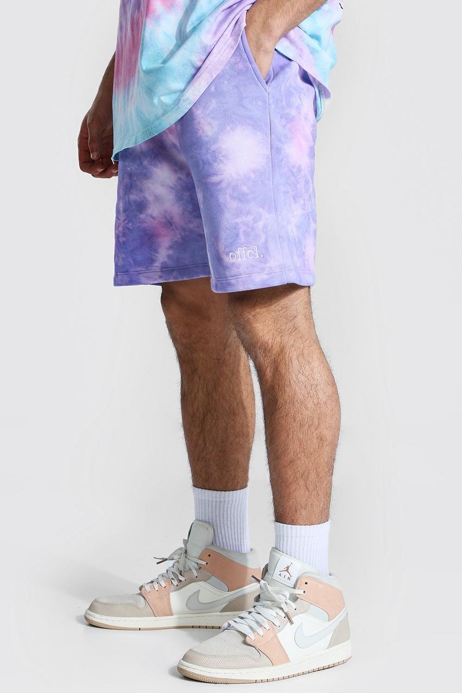 Purple Official Regular Fit Tie Dye Jersey Shorts image number 1