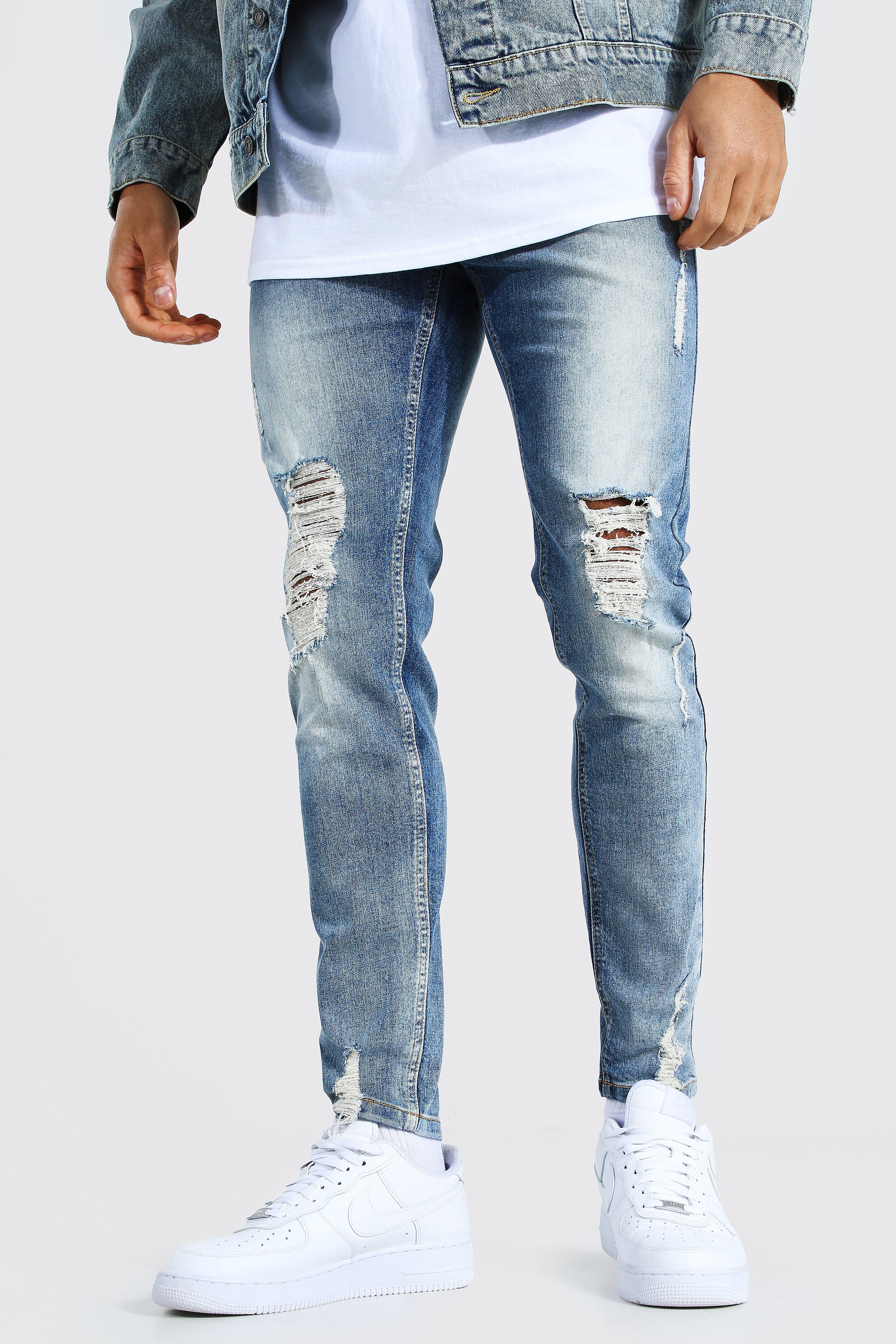 distressed hem jeans men