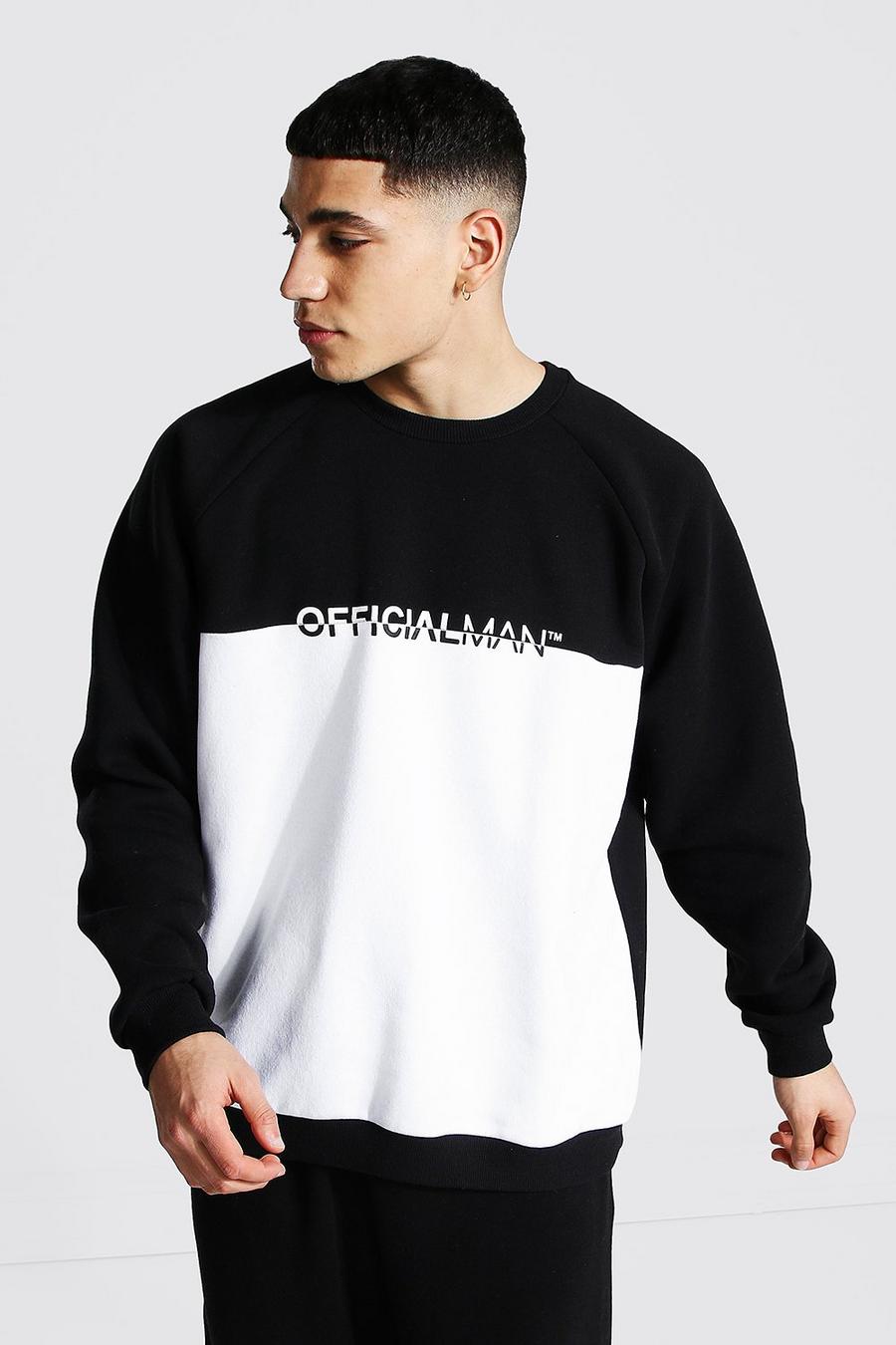 Black Oversized Man Spliced Sweatshirt image number 1