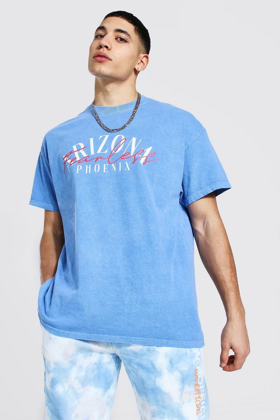 T-shirt oversize sovratinta con scritta Arizona, Azzurro image number 1
