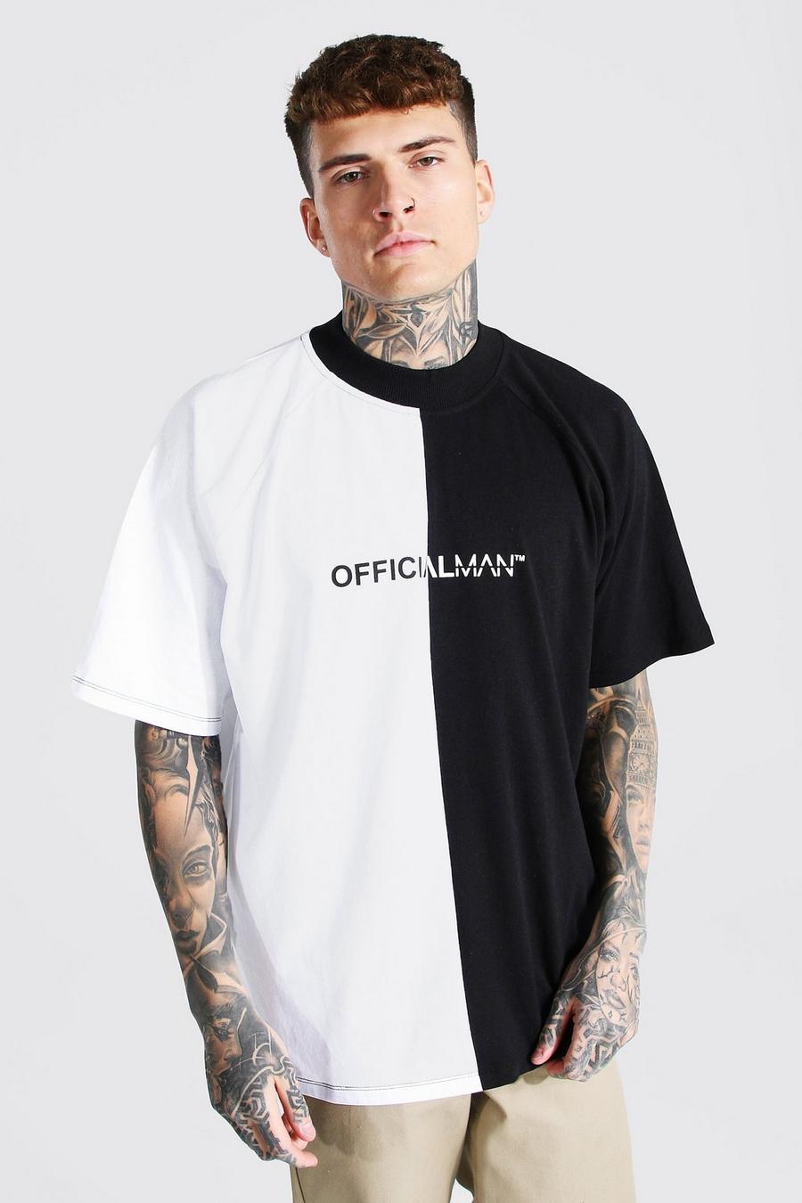 Black MAN Official Oversize tvåfärgad t-shirt image number 1