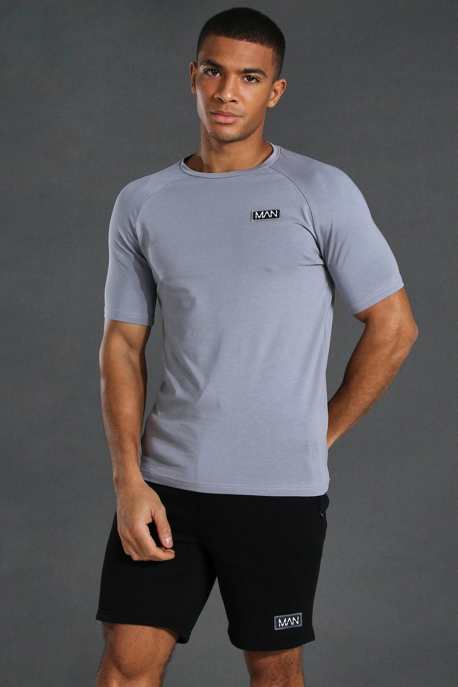Camiseta de raglán de entrenamiento deportivo MAN, Marga gris image number 1