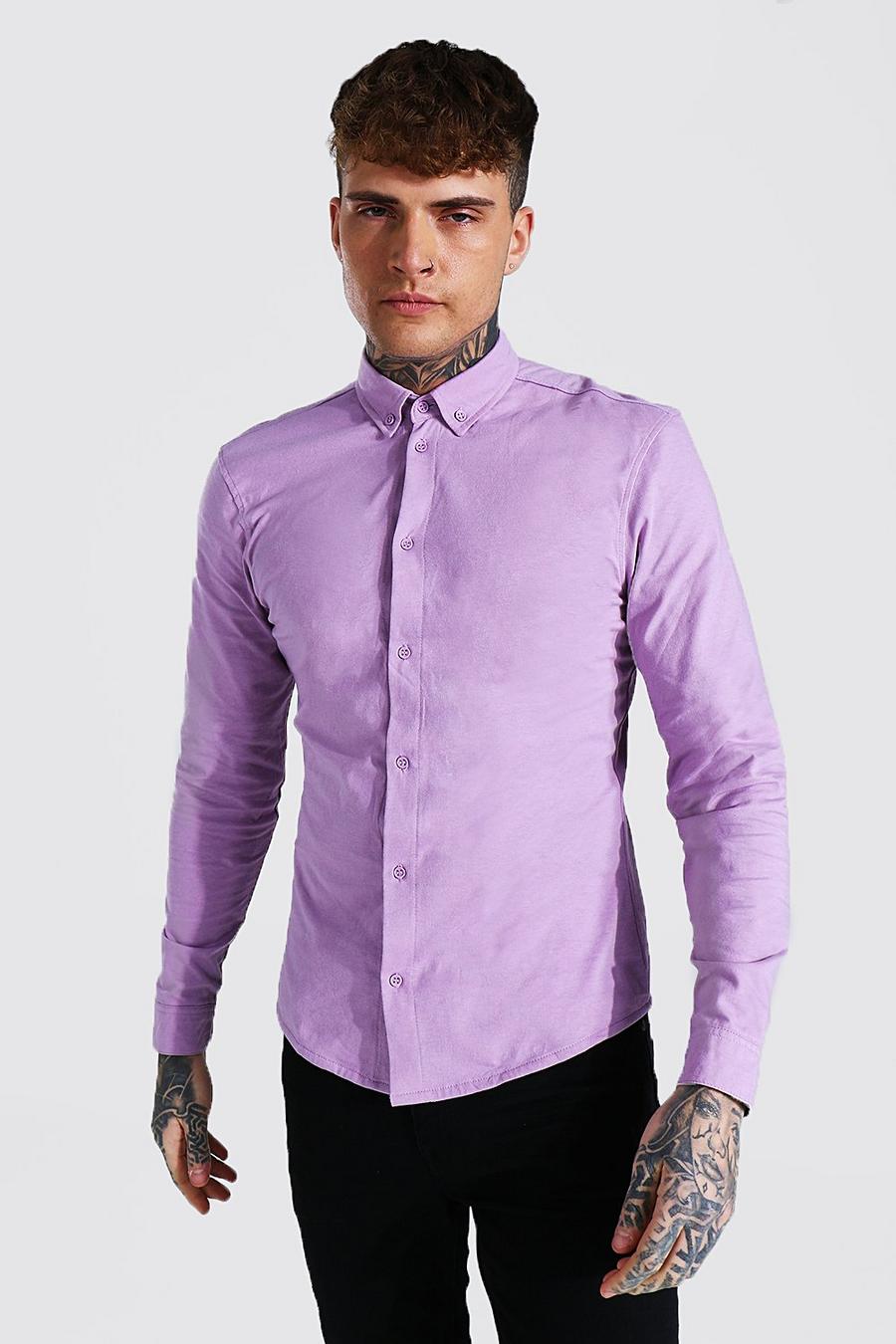 Lilac Long Sleeve Slim Fit Jersey Shirt image number 1