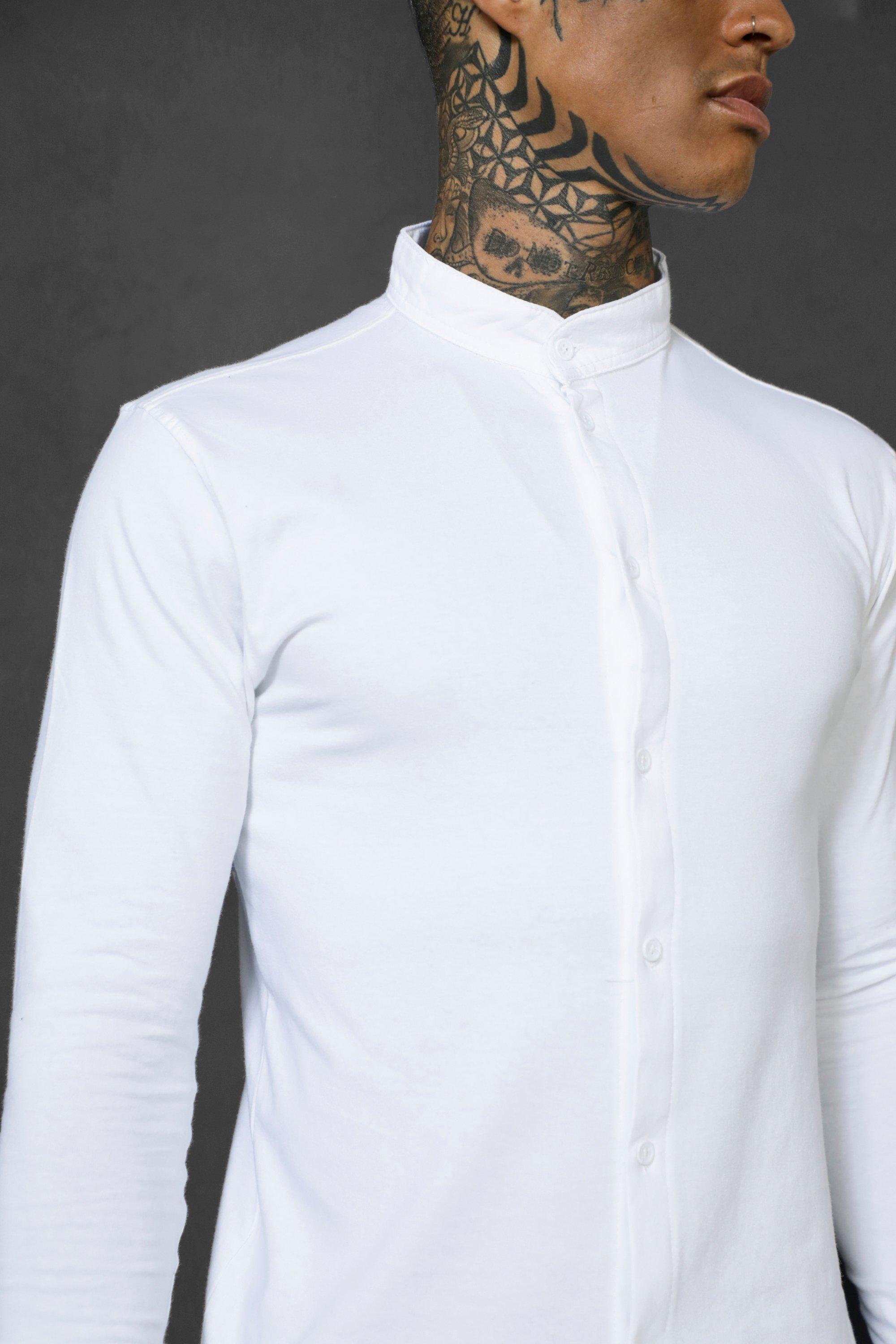 Mens long 2025 sleeve collared shirts