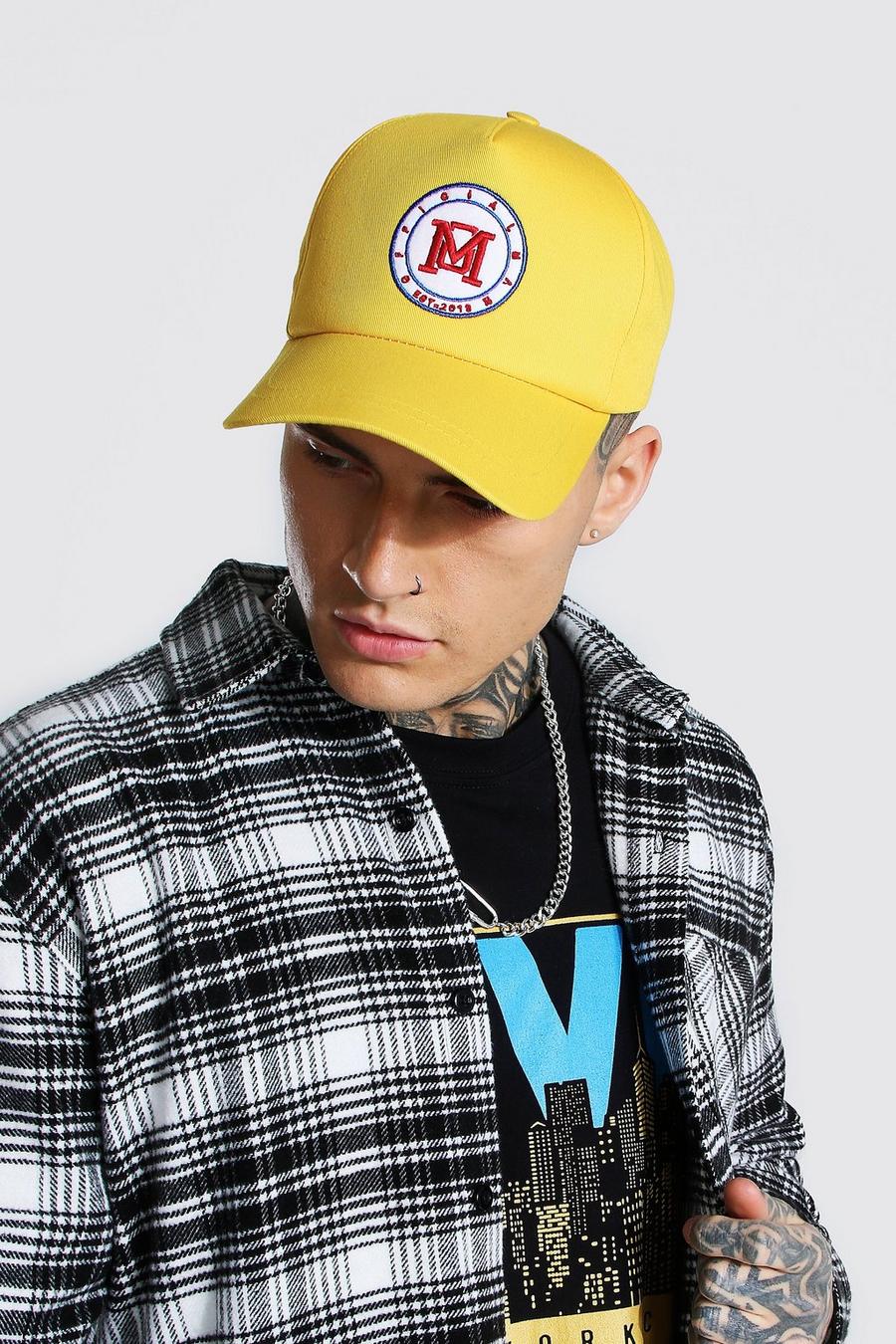צהוב כובע מצחייה בסגנון נבחרת ספורט עם האות M image number 1