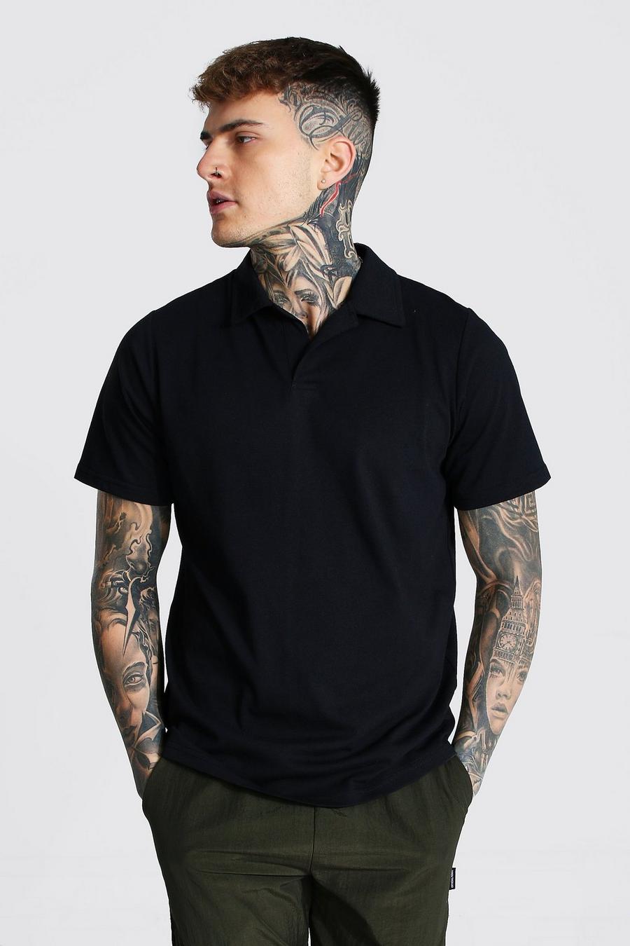 Black Revere Collar Jersey Polo image number 1