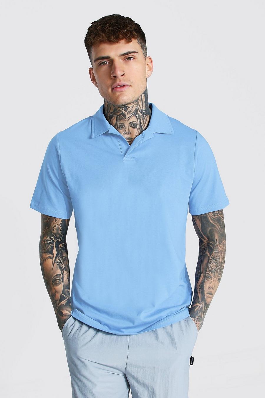 Poloshirt aus Jersey mit Reverskragen, Blau image number 1