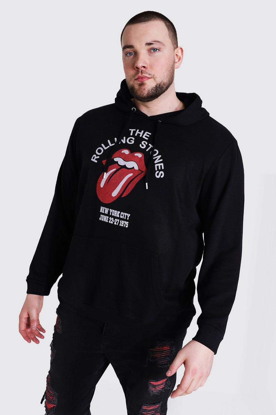 Sudadera con capucha con estampado licenciado de los Rolling Stones talla Plus, Negro image number 1