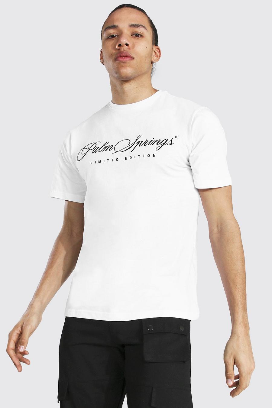 Camiseta con “Palm Springs” bordado Tall, Blanco image number 1