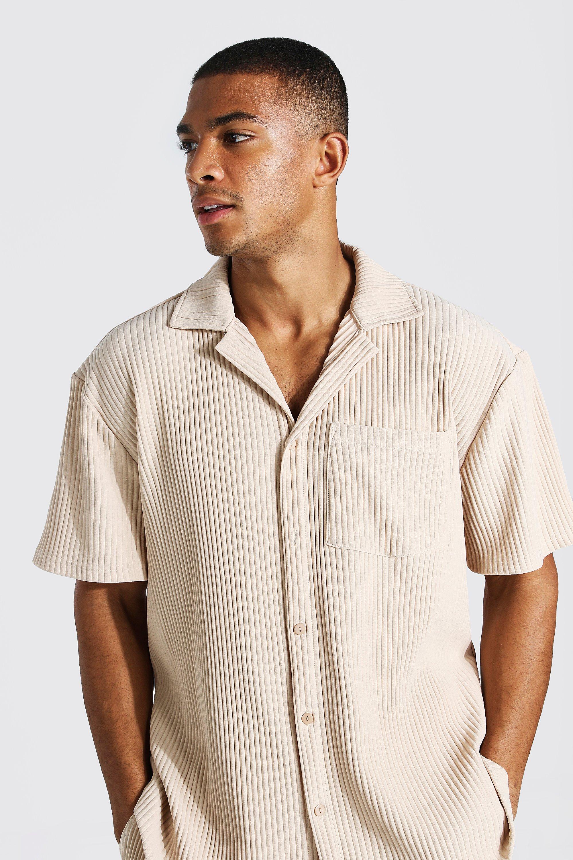 Short Sleeve Pleated Shirt Short Set