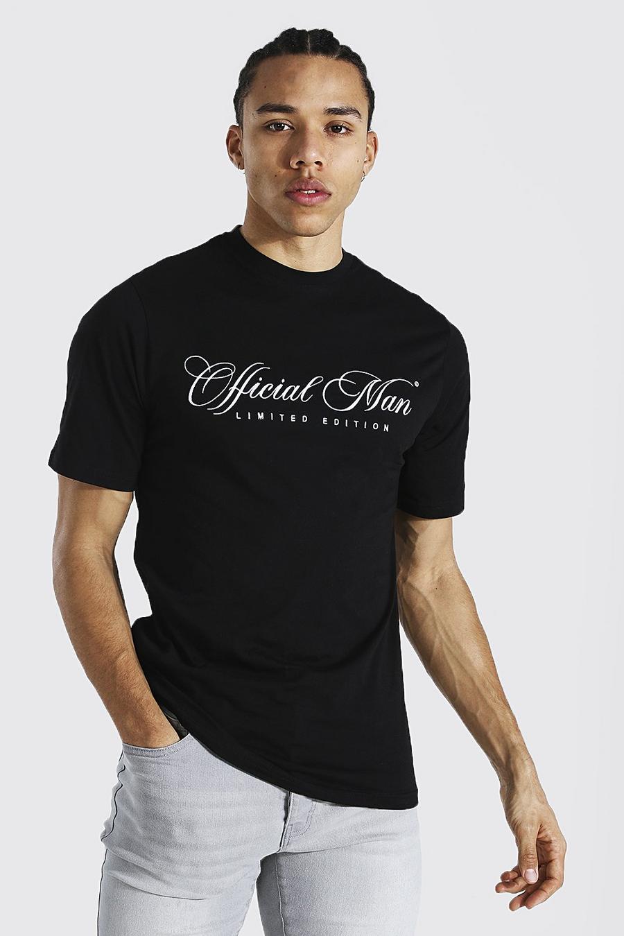 Tall T-Shirt mit Official Man-Stickerei, Schwarz noir image number 1