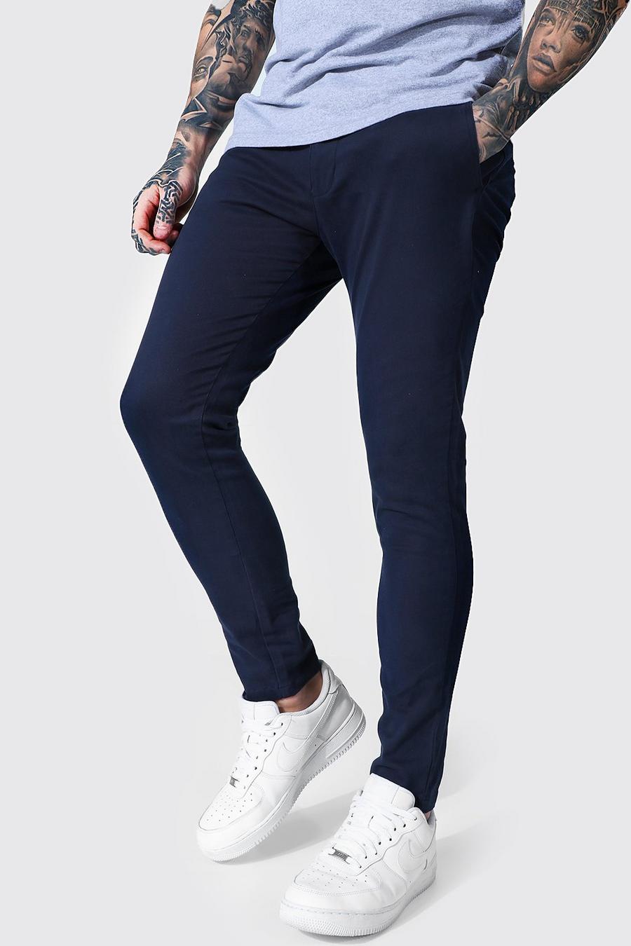 Navy Super Skinny Chino Pants image number 1
